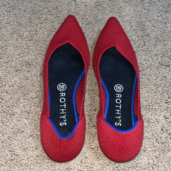 Rothy’s The Point Pointed Toe Knit Flat Red 8 - Picture 3 of 8